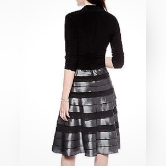 S.L. Fashions Elegant Black and Silver Tiered Taffeta Dress size 18W. - Picture 2 of 9
